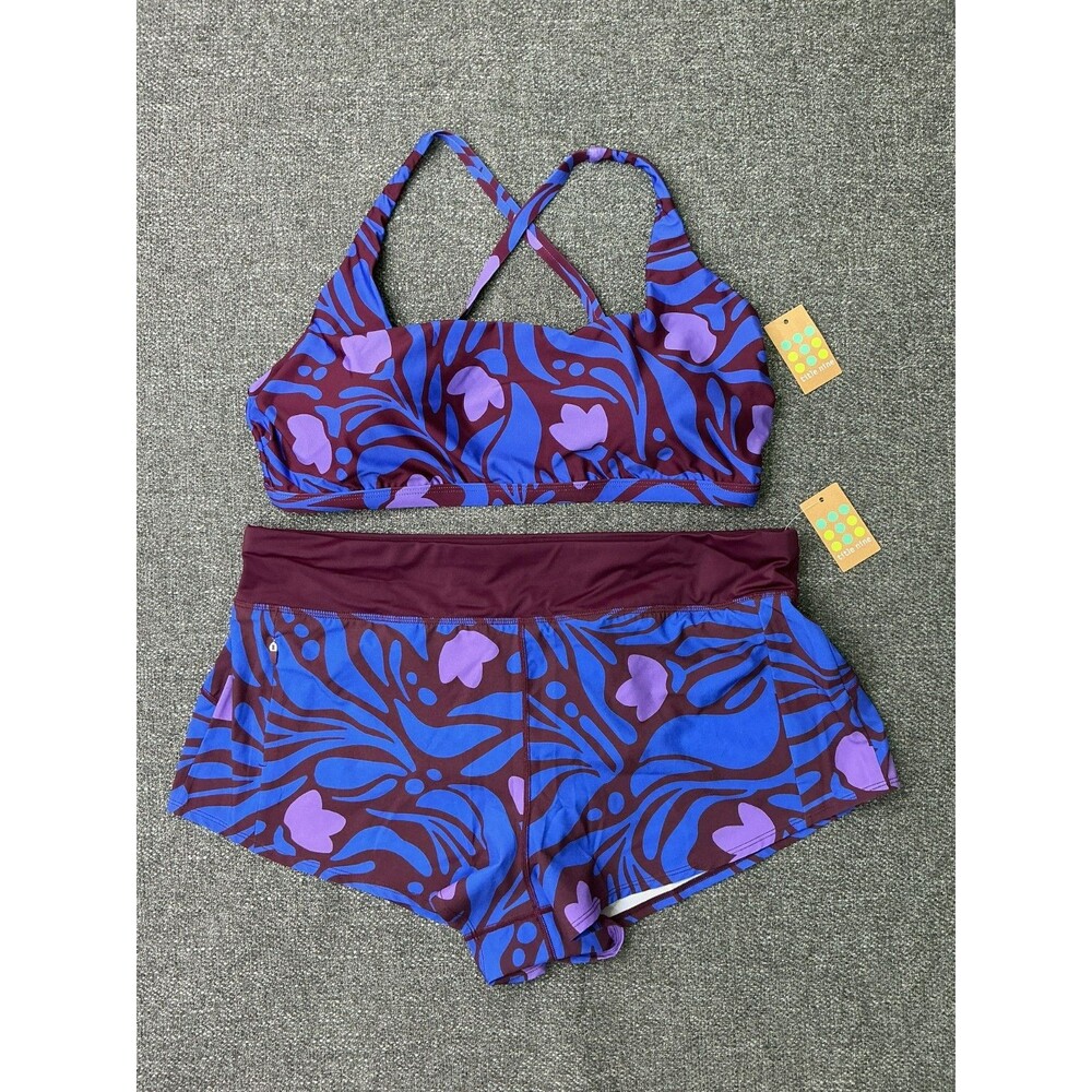 Title Nine Hana Bikini Top Wahine Swim Shorts Izmir 2 Pc Swimsuit Set NWT sz XL